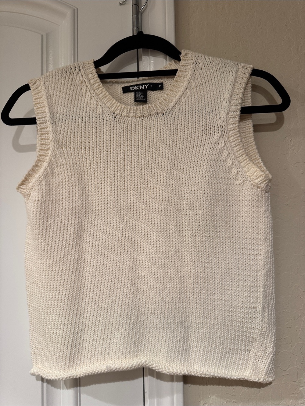 DKNY Ivory Knit Sleeveless Tank Top